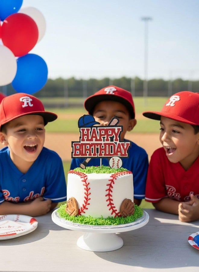 Confetti! Baseball Birthday Cake Topper - Red & Blue Glitter Sports Cake Decoration | Baseball Party Supplies for Boys, Kids, Teens & Sports-Themed Birthdays - Image 3